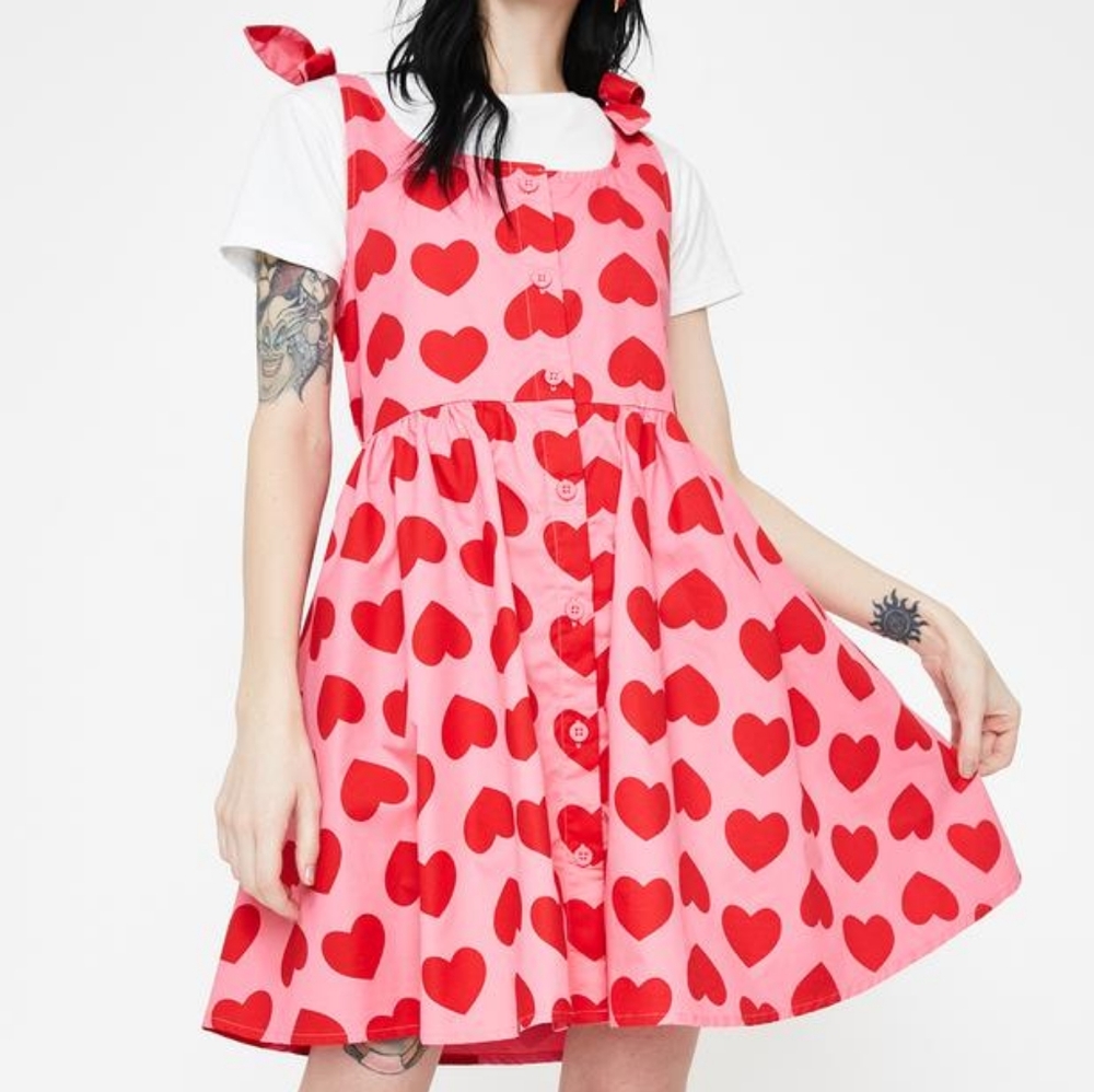 NWT Lazy Oaf Heart Repeat Tie Dress